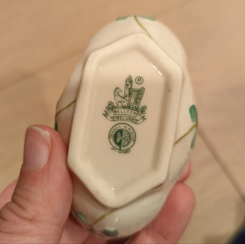 White Bowl with Green Clover Design Fine Irish China